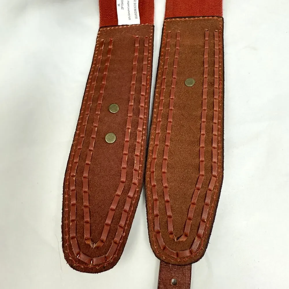 LP by Linea Pelle Leather Cotton Stretch Belt Brown Braided Western Y2K M